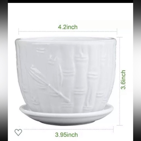 Flower Pot 4 Inch Cylinder Ceramic with connected saucer White (1 Pot) New - Picture 2 of 4